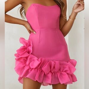 Pink Strapless Dress, Size M, Brand New